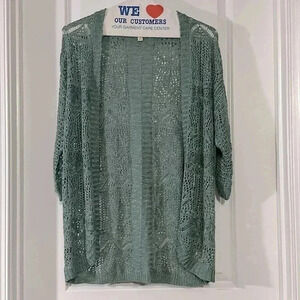 PINK REPUBLIC Women’s Small Coastal Chic Green Cardigan